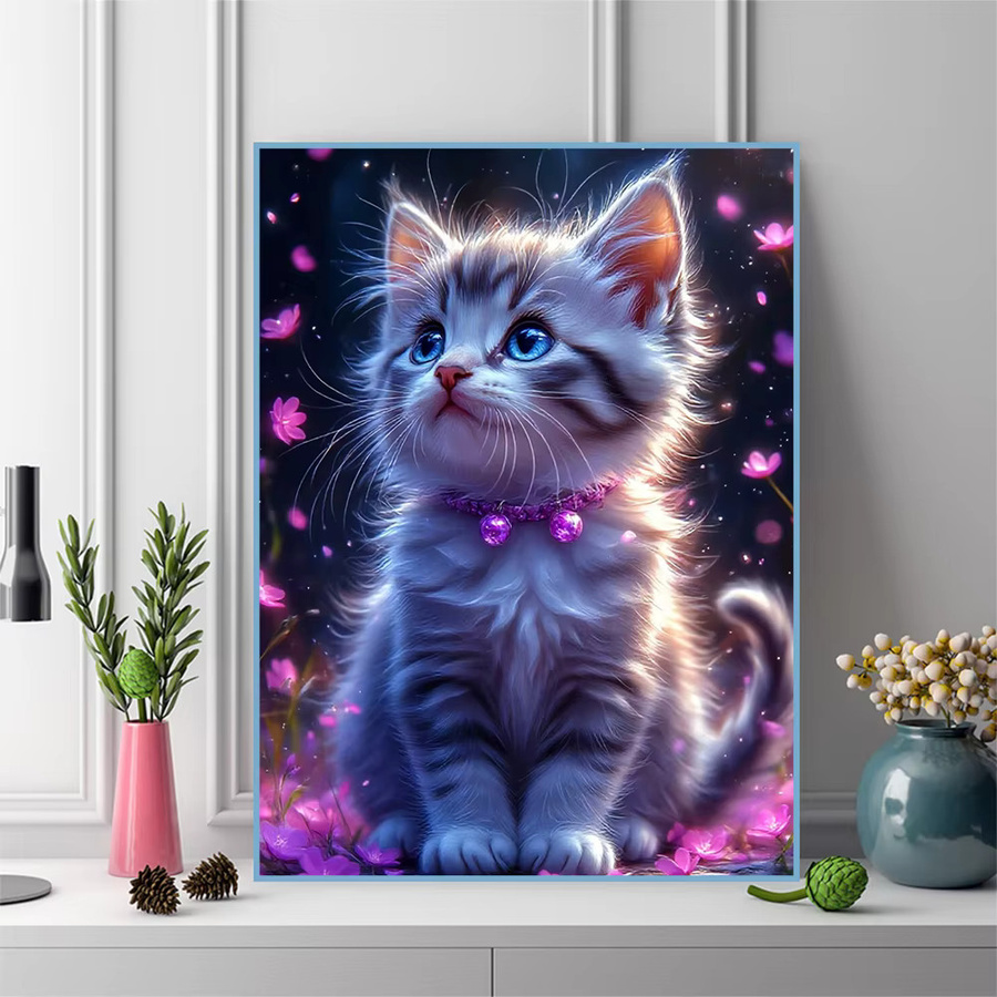 Evershine Diamantmalerei DIY Kit Katze mit Blumen als 5D Mosaik Stickerei in Multicolour, B/H: 30 x 30 cm - Bild 3
