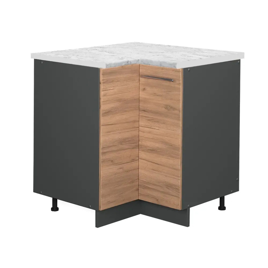 Vicco Eckunterschrank Fame-Line Goldkraft Eiche/Anthrazit mit Marmor-Optik, B/T/H: 80,5 x 60,0 x 82,0 cm - Bild 2