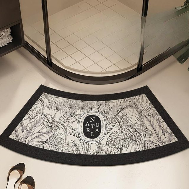 Yiran Furniture Badezimmer Fußmatte aus Kieselgur, halbkreisförmig, rutschfest und schnelltrocknend, B: 45 cm, T: 100 cm - Bild 1