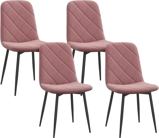 HOMCOM Esszimmerstühle aus Polyester und Stahl in Rosa mit modernem Design, B/T/H: 54 x 45 x 87 cm - Bild 1