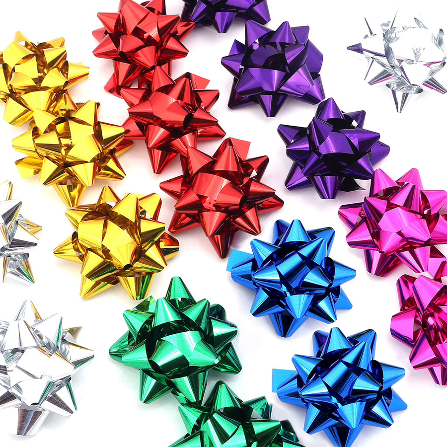 Aufklebbare PET-Stern-Blumenbänder in Rot und Multicolour für Geschenkverpackungen, Hochzeiten, Partys und Weihnachtsdekoration - Bild 3