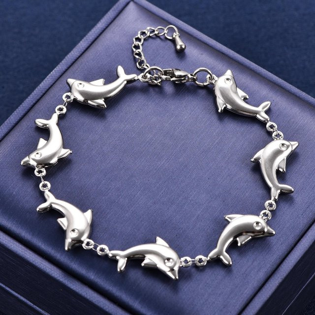 Armband Edelstahl, Delfin, Silber, Damen, 26 cm - Bild 1