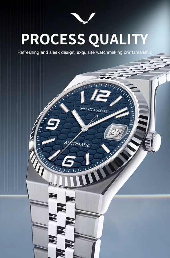 Specht & Söhne Armbanduhr Automatik, Edelstahl, Blau, Saphirglas, Herren - Bild 1