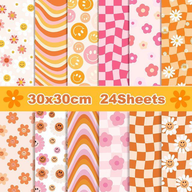 24 Stück Gänseblümchen Scrapbook-Papier in Multicolour, dekoratives Bastelpapier für Party-Geschenke und Verpackungen, B/H: 30 x 30 cm - Bild 1