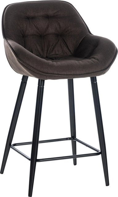 DELUKE Barhocker KUTOR Tresenhocker aus Stoff in Braun mit Lehne, B/T/H: 54 x 57,5 x 93,5 cm - Bild 1