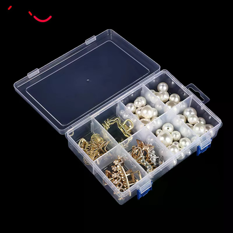 KOQZM Multifunktionaler Werkzeugkoffer mit 8 Fächern, Transparente Kunststoff-Aufbewahrungsbox für Schrauben und Elektronikkomponenten, B/T/H: 20 x 13,5 x 4,5 cm - Bild 2
