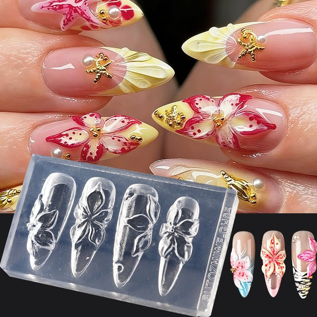 Lilien-Hibiskus-Blüten-Silikonform für Nagelkunst - Bild 1
