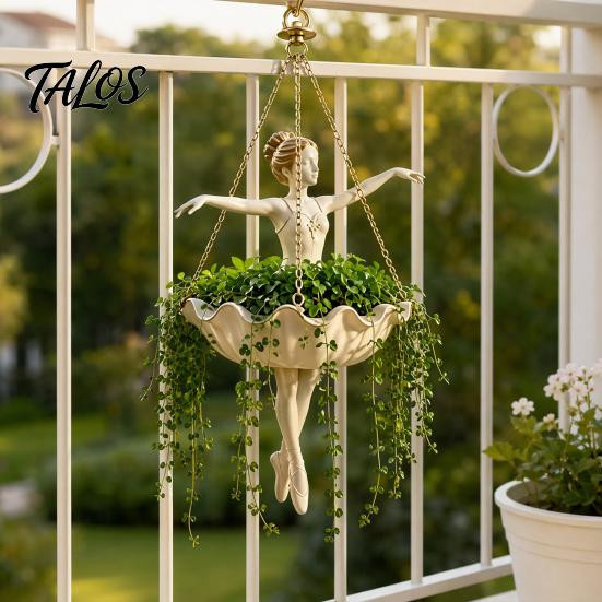 Talos home Garden Eleganter Hänge-Blumentopf mit Ballerina-Silhouette aus Harz für Sukkulenten und Rankpflanzen - Bild 5