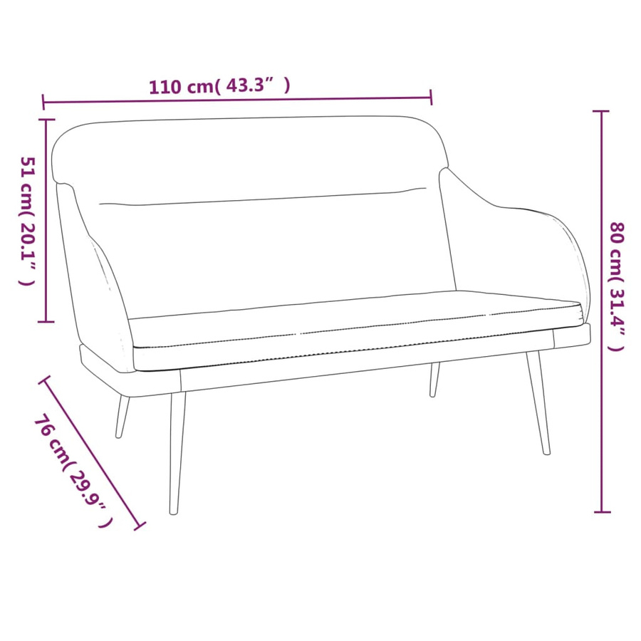 vidaXL Sitzbank aus Samt in Schwarz, B/T/H: 110 x 55 x 80 cm - Bild 3