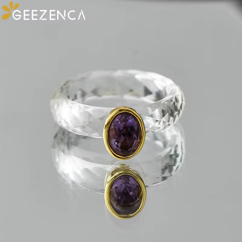 GEEZENCA Ring, 925 Silber, Amethyst, Damen - Bild 2