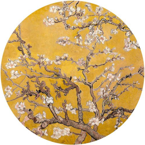 K&L Wall Art Vliestapete Runde Vliestapete Van Gogh Mandelblüte Vintage, mehrfarbig, matt - Bild 1
