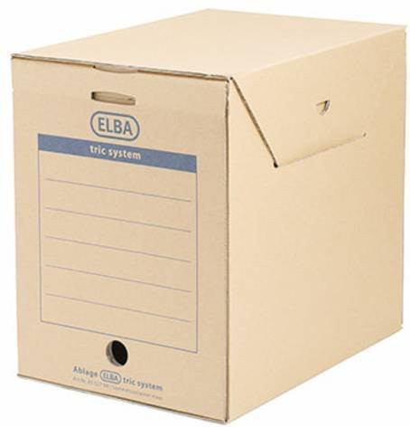 Elba Archivbox Maxi Tric System aus Wellpappe in Naturbraun B/T/H: 23,6 x 30,8 x 33,3 cm - Bild 1