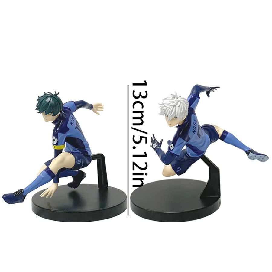 Bandai Blue Lock Anime Figur Nagi Seishirou und Itoshi Rin in blauer Fußballuniform aus PVC, Höhe: 13 cm - Bild 1