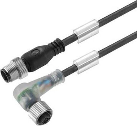 Weidmüller Sensor-Aktor-Steckverbinder M12 konfektioniert, gerade Stecker und gewinkelte Buchse, schwarz, 5,00 m - Bild 1