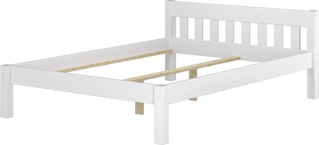 Erst-Holz Massivholzbett Futonbett aus Kiefer in Weiß, B/T/H: 140 x 200 x 70 cm - Bild 1