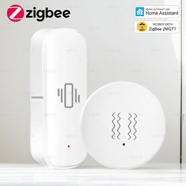 Coolo ZigBee 3.0 Vibrationssensor in Weiß für Echtzeit-Tür- und Fenster-Neigungsalarm zur Home Security Protection, kompatibel mit Home Assistant und Zigbee2MQTT - Bild 1