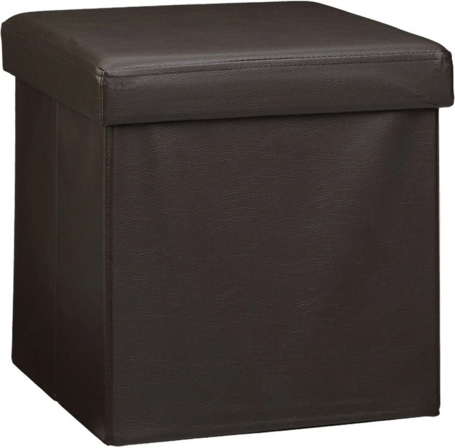 Faltbarer Sitzhocker von Relaxdays aus Kunstleder in Braun, B/T/H: 38 x 38 x 38 cm - Bild 1