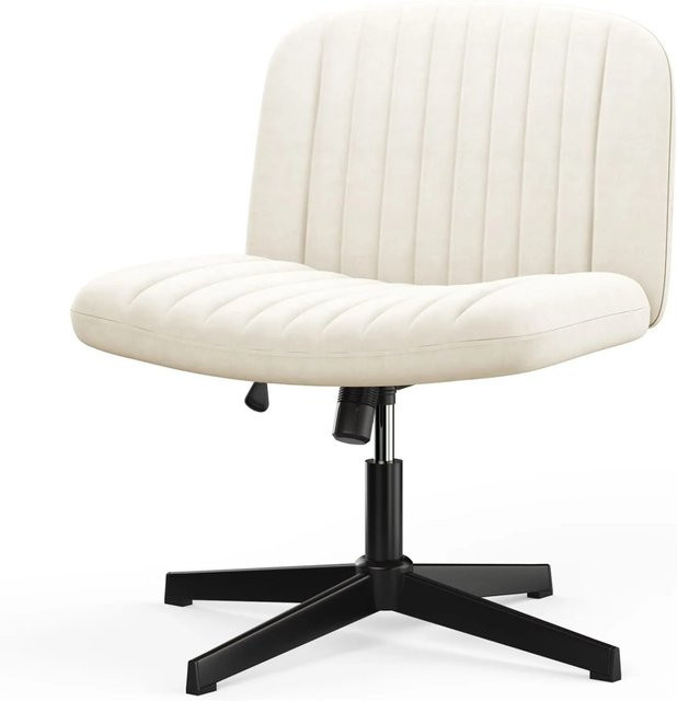 Rattantree Bürostuhl in Beige mit Criss Cross Design, armlos und höhenverstellbar, modern mit Flanell-Bezug - Bild 1