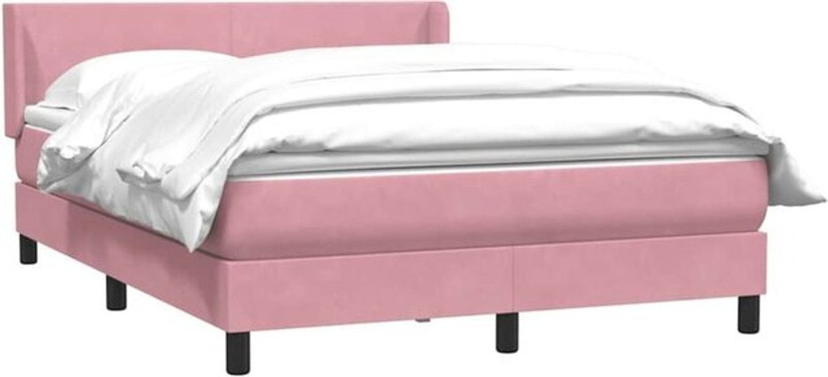vidaxl Boxspringbett mit Matratze in Rosa und Weiß aus Samt, B/T/H: 160 x 220 cm - Bild 1
