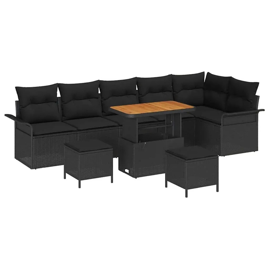 vidaXL Garten-Sofa-Set 9-teilig aus Poly-Rattan in Schwarz - Bild 2