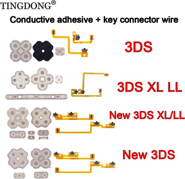 TingDong Ersatz-Tastenset für Nintendo 3DS, NEW 3DS LL und 3DS XL inklusive linker und rechter Tasten, D-Pad, Verkabelung und leitfähigem Kleber - Bild 1