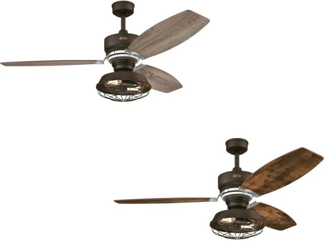 WESTINGHOUSE Deckenventilator Welford in Bronze und Holz mit LED-Beleuchtung, Fernbedienung und dimmbarer Funktion, Durchmesser: 137 cm - Bild 1