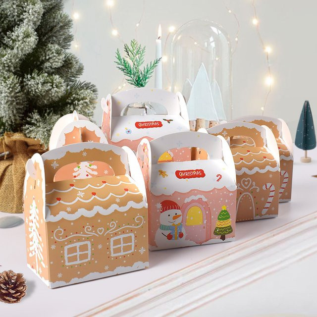 WEIGAO Weihnachtliche Geschenkboxen für Süßigkeiten und Cookies, geometrisches Design für Weihnachten und Neujahr, 6 oder 12 Stück - Bild 1