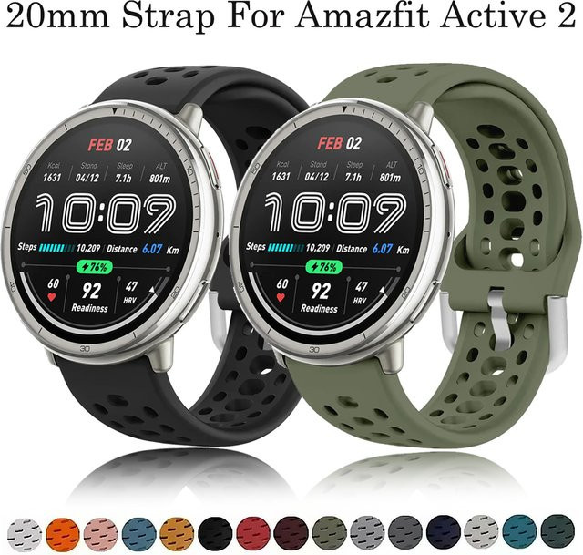 Amazfit Uhrenarmband Silikon, 20 mm, Schwarz, Unisex - Bild 1