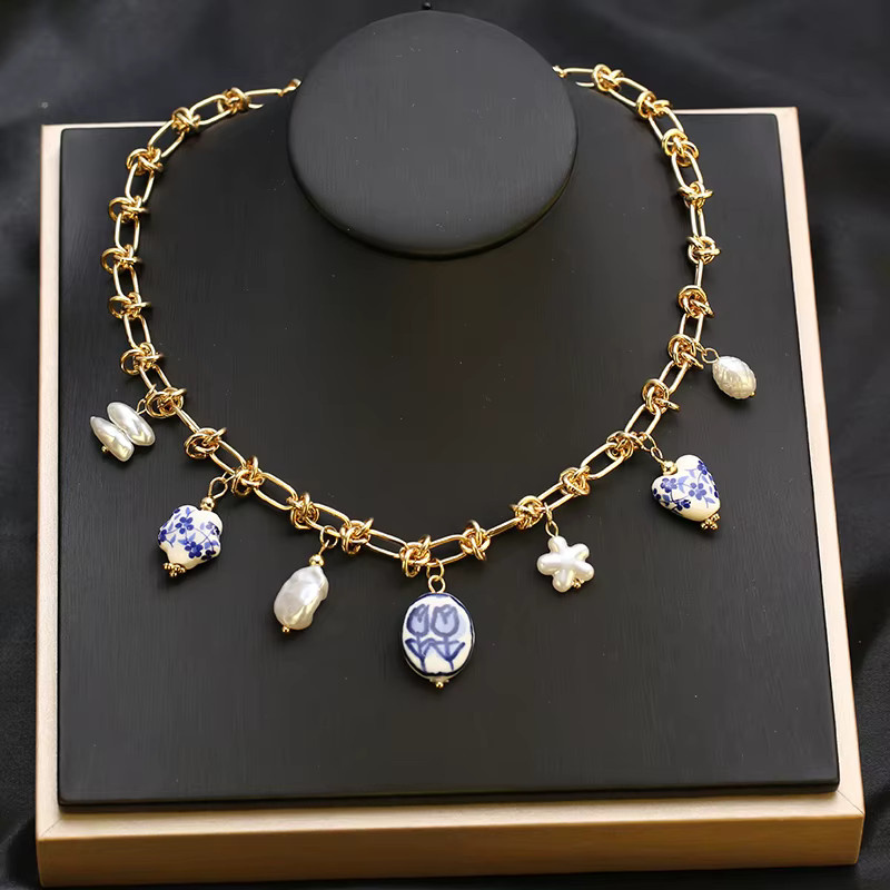 EILIECK Halskette Edelstahl, Gold, Perle, Damen - Bild 3