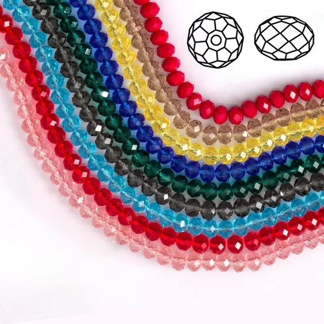 Glasperlen, facettierte tschechische Kristall-Abstandhalterperlen, bunt, 4x6 mm, Unisex - Bild 1