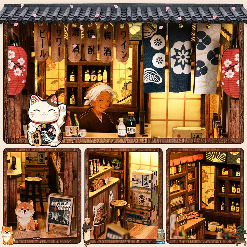 zuuton DIY Holz Puppenhaus Bausatz, Japanische Izakaya Bar, mit LED Licht, ab 14 Jahren - Bild 5