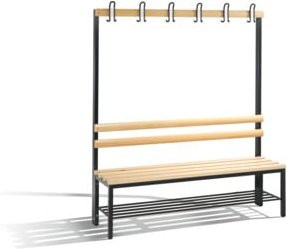 C+P Garderobenbank Basic mit Schuhrost und Haken, Schwarzgrau/Buche, H: 165,0 cm, B: 150,0 cm, T: 40,3 cm - Bild 1