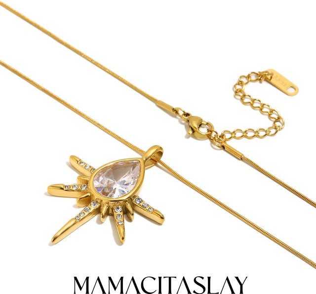 MamacitaSlay Halskette, Wassertropfen-Anhänger, 18K vergoldet, Edelstahl, Damen - Bild 1