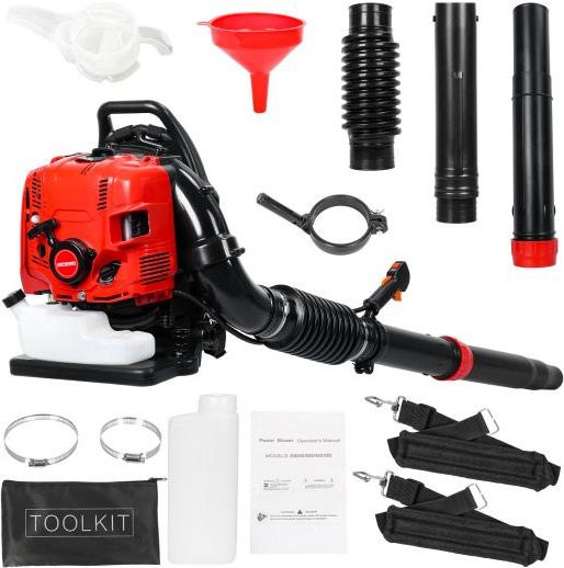 Frolada 4-Takt Rucksack-Benzin-Laubbläser und Schneegebläse in Rot mit 75,6 cm³, variable Geschwindigkeit und Tempomat - Bild 1