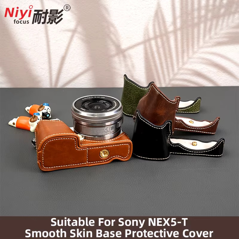 Sony Kamera-Halbhülle aus Leder in Braun für NEX5 NEX5R NEX-5T NEX6 NEX7 mit offenem Batteriefach und Handschlaufe - Bild 2