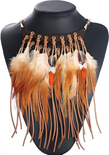 Halskette Leder, braun, Damen, Vintage - Bild 1