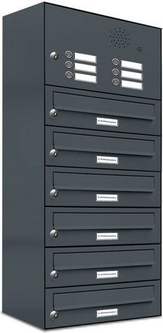 AL Briefkasten für 6 Parteien, Aufputzmontage, grau, B/H/T: 38,5 x 92 x 27,5 cm - Bild 1