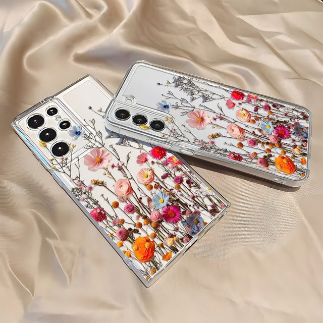 Transparente Handyhülle mit Blumen-Design für Samsung Galaxy S25 Ultra, S24 Ultra, S23 FE, S24 FE, S22, S21, S20, S25 Plus und S10+ - Bild 1