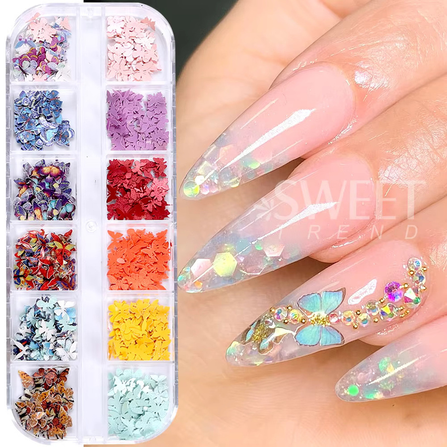 SWEET TREND Schmetterlings-Nagelaufkleber, 3D, Bunt, Schimmernd - Bild 2
