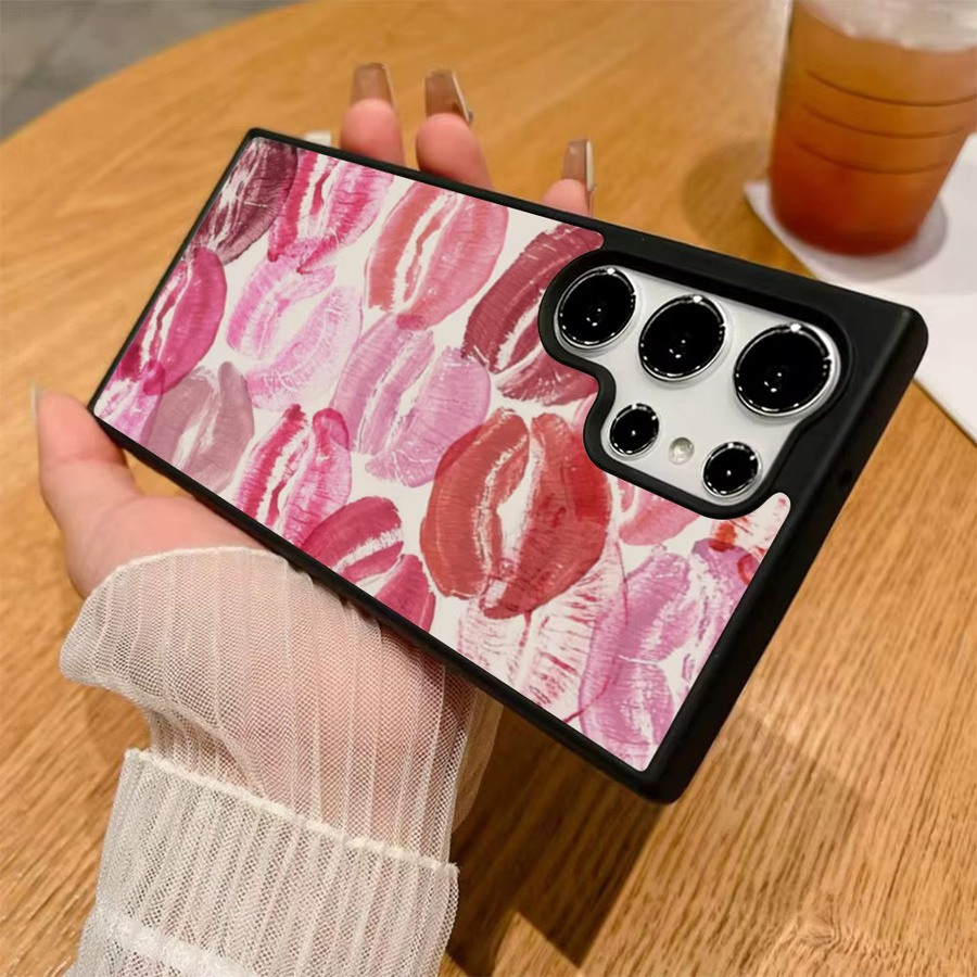 Stoßfeste Handyhülle mit Lippen-Design für Samsung Galaxy S26 Ultra, S25, S24 FE, S23, A56 5G, A55, A54, A36, A17, A16, A15, A07 in Pink - Bild 3