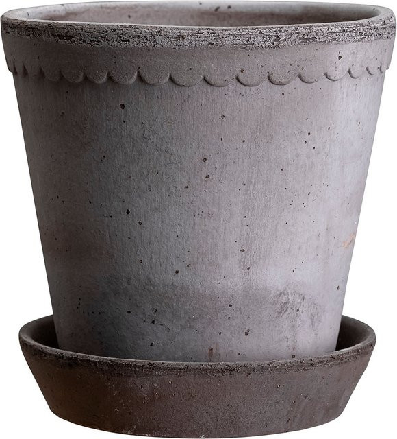 Bergs Potter Blumentopf The Helena Raw Pot mit Untersetzer, Keramik, grau, Durchmesser: 25 cm - Bild 1