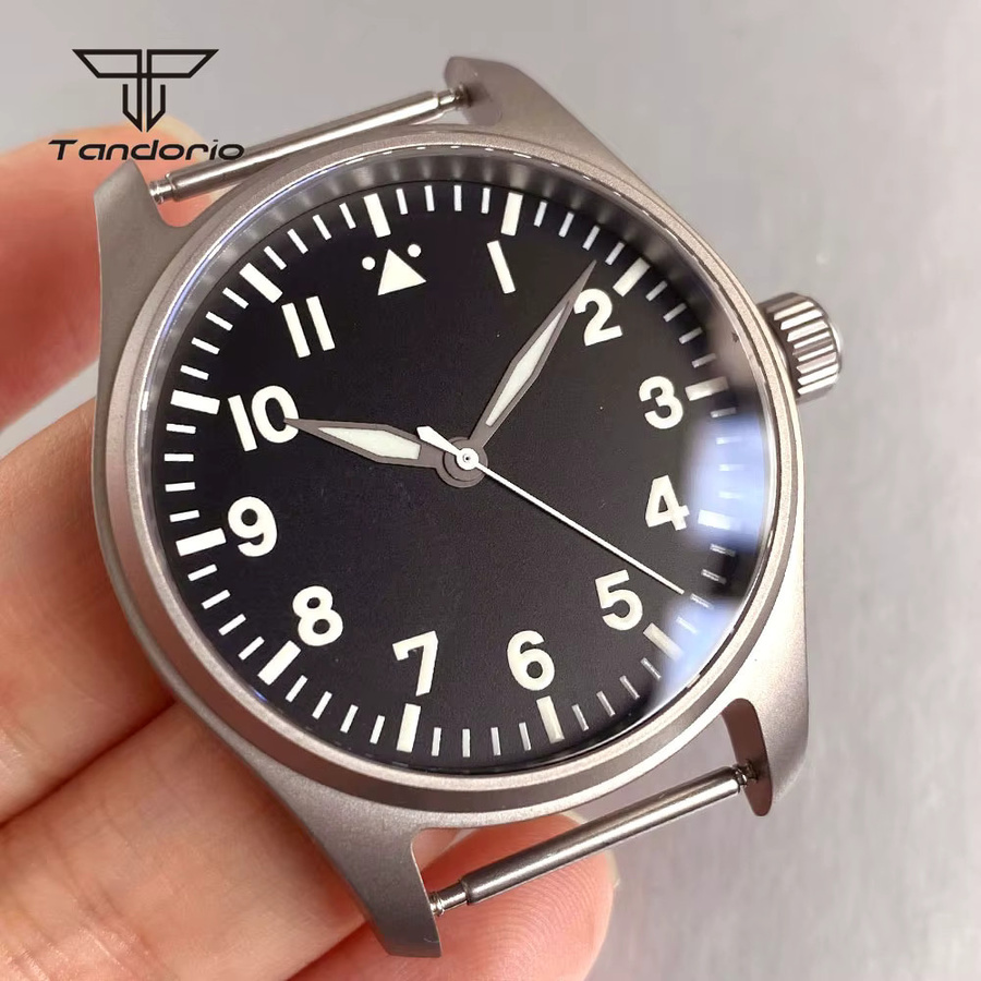 Tandorio Armbanduhr-Teile, Titan, Silber, 39mm Pilot-Uhrengehäuse - Bild 2