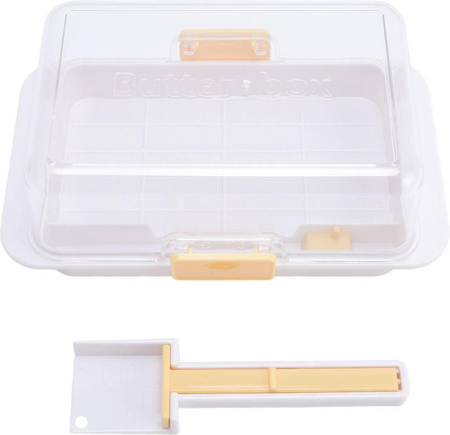 CosyHome Luftdichte Butterdose mit Schneidewerkzeug, weiß, spülmaschinenfest und auslaufsicher - Bild 1
