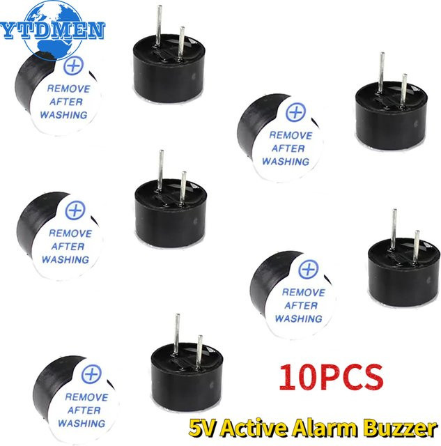 YTDMEN 10 Stück Aktive Mini Piezo-Summer 5V Magnetisch Schwarz B/T/H: 9 x 5,5 x 5,5 mm für Arduino - Bild 1