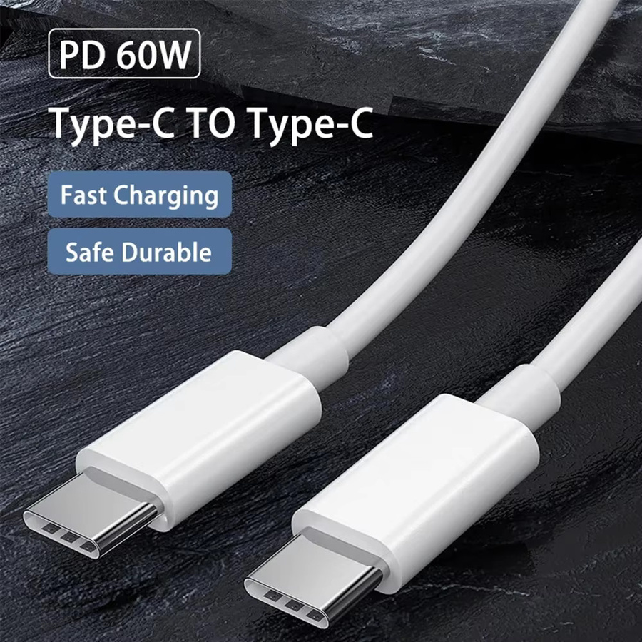 USB C auf USB Typ C Kabel 60 W PD Schnellladedatenkabel für iPhone 16 Huawei Samsung Xiaomi in Schwarz oder Weiß - Bild 2