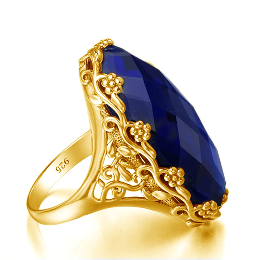 Szjinao Ring, Saphir, Gold, Damen, Blume - Bild 2