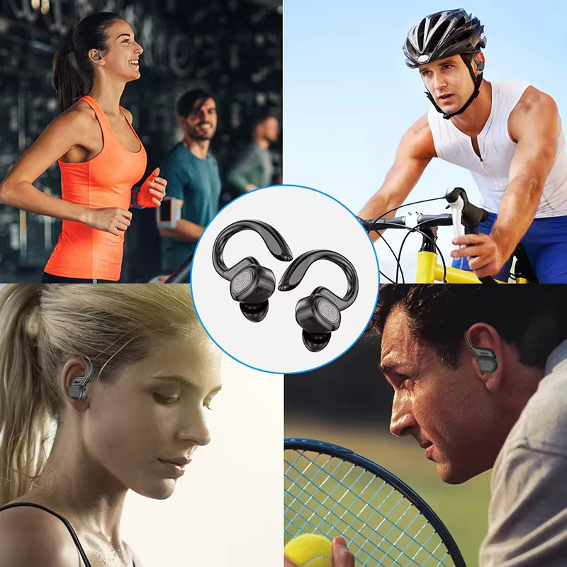 Lenovo Original EarHook Sport-Kopfhörer, kabellose Bluetooth In-Ear-Headsets mit digitaler Anzeige und Geräuschunterdrückung in Schwarz - Bild 6