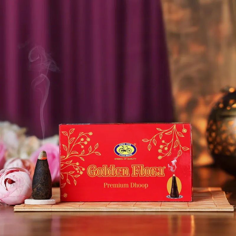 Golden Flora Wet Dhoop Aromatische Weiche Räucherkegel Rot, 3er-Pack (120g) - Bild 3