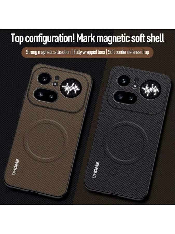 Lederhülle für Nothing Phone 4a Pro mit magnetischer Autohalterung und Anti-Fall-Schutz in Schwarz - Bild 4