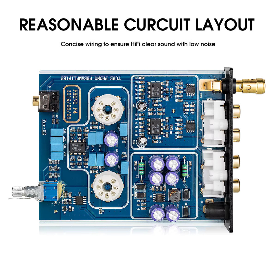 Nobsound Mini MM RIAA Phono Vorverstärker HiFi Stereo Audio Vakuumröhren-Plattenspieler Vorverstärker in Schwarz - Bild 3